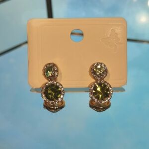 Elegant Green and Gold Stud Earrings